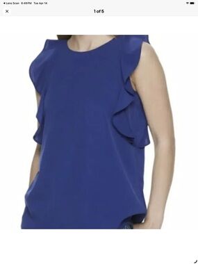 Juicy Couture Elegant Top Royal Blue Ruffle Flutter Sleeve Blouse Size Medium